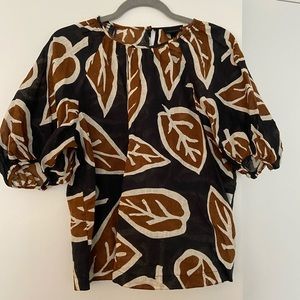 Who What Wear puffed sleeve linen blouse